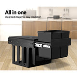 Cefito Pull Out Bin Kitchen Double Basket 2X15L Black - Rear View