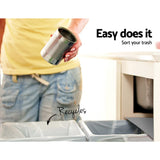 Cefito Pull Out Bin Kitchen Double Basket 2X20L Grey - Rear View