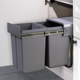 Cefito Pull Out Bin Kitchen Double Basket 2X20L Grey - Low Angle