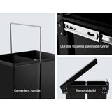 Cefito Pull Out Bin Kitchen Double Basket 2X20L Black - 45-Degree Angle