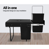 Cefito Pull Out Bin Kitchen Double Basket 2X20L Black - Rear View