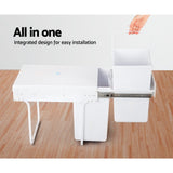 Cefito Pull Out Bin Kitchen Double Basket 2X20L White - Close-Up Angle