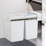 Cefito Pull Out Bin Kitchen Double Basket 2X20L White - Low Angle