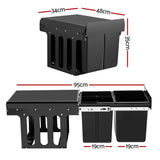Cefito Pull Out Bin Kitchen Triple Slide Garbage Rubbish Bins Basket Blcak 31L - Front View
