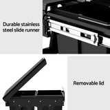 Cefito Pull Out Bin Kitchen Triple Slide Garbage Rubbish Bins Basket Blcak 31L - Rear View