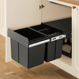 Cefito Pull Out Bin Kitchen Triple Slide Garbage Rubbish Bins Basket Blcak 31L - Close-Up Angle