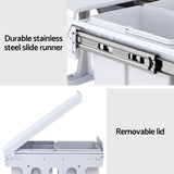 Cefito Pull Out Bin Kitchen Triple Slide Garbage Rubbish Bins Basket White 31L - Rear View