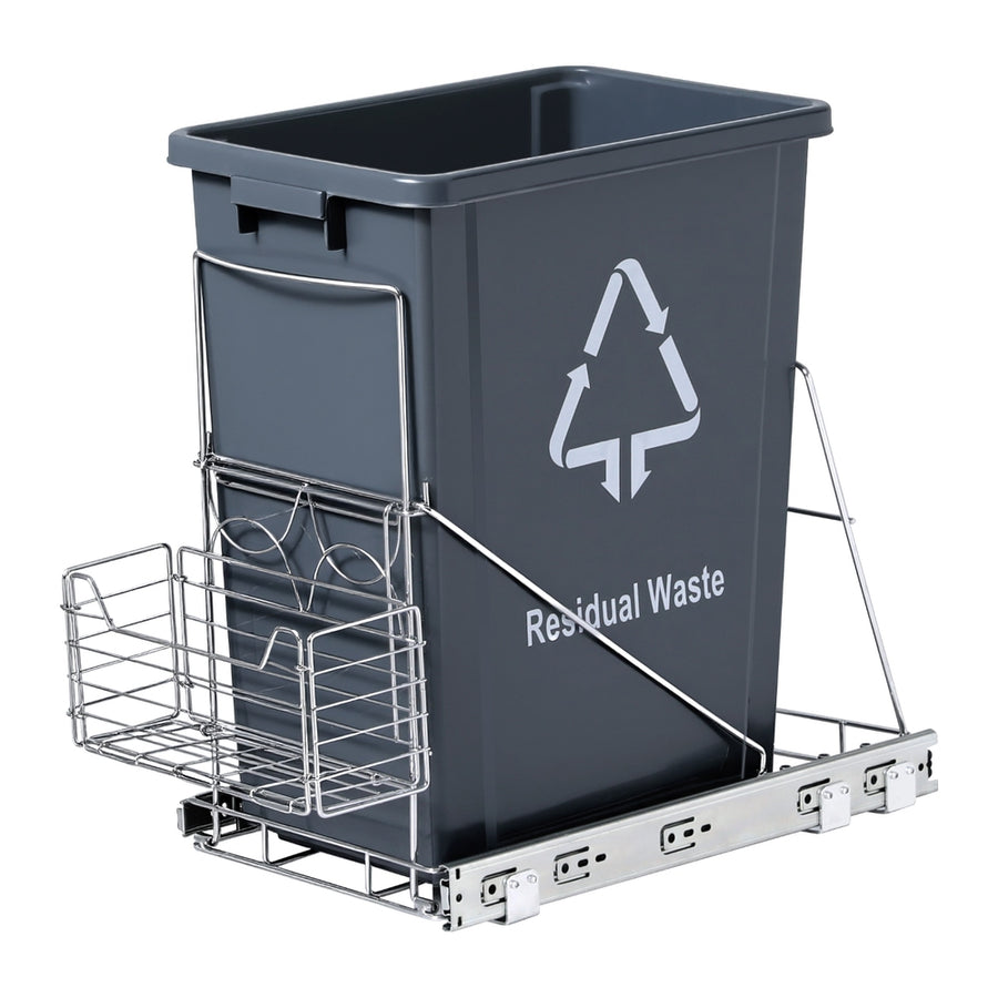 Cefito Pull Out Bin Kitchen Cabinet Slide Garbage Rubbish Bins Basket 40L Grey