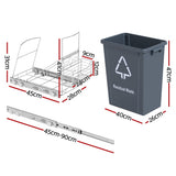 Cefito Pull Out Bin Kitchen Cabinet Slide Garbage Rubbish Bins Basket 40L Grey - Front View