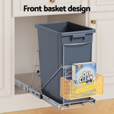 Cefito Pull Out Bin Kitchen Cabinet Slide Garbage Rubbish Bins Basket 40L Grey