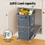 Cefito Pull Out Bin Kitchen Cabinet Slide Garbage Rubbish Bins Basket 40L Grey - Rear View