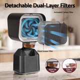 Devanti Portable Range Hood Desktop Exhaust Fan Adjustable Dual Filters Black - Rear View