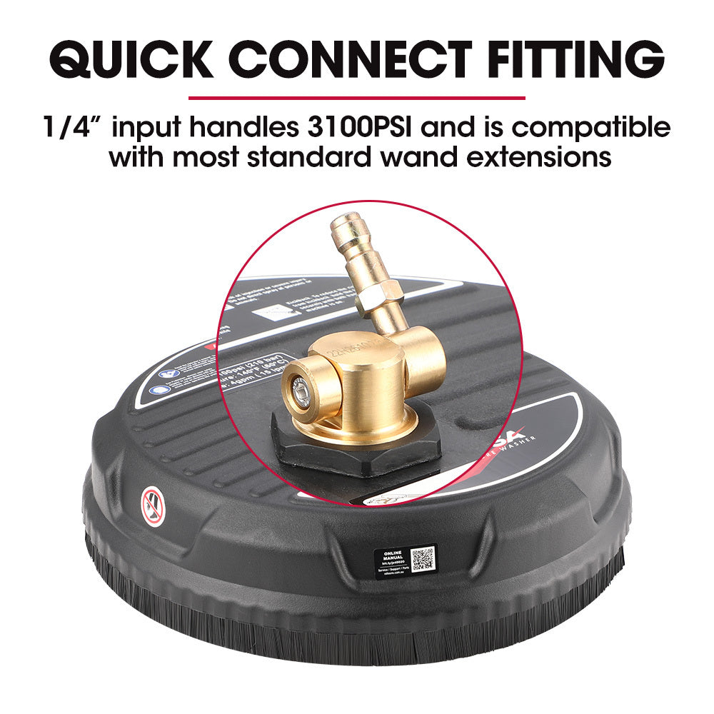Jet-USA 15' Nylon Pressure Washer Surface Cleaner, 1/4' Fitting, For Concrete Driveway Patio Floor