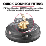 Jet-USA 15' Nylon Pressure Washer Surface Cleaner, 1/4' Fitting, For Concrete Driveway Patio Floor
