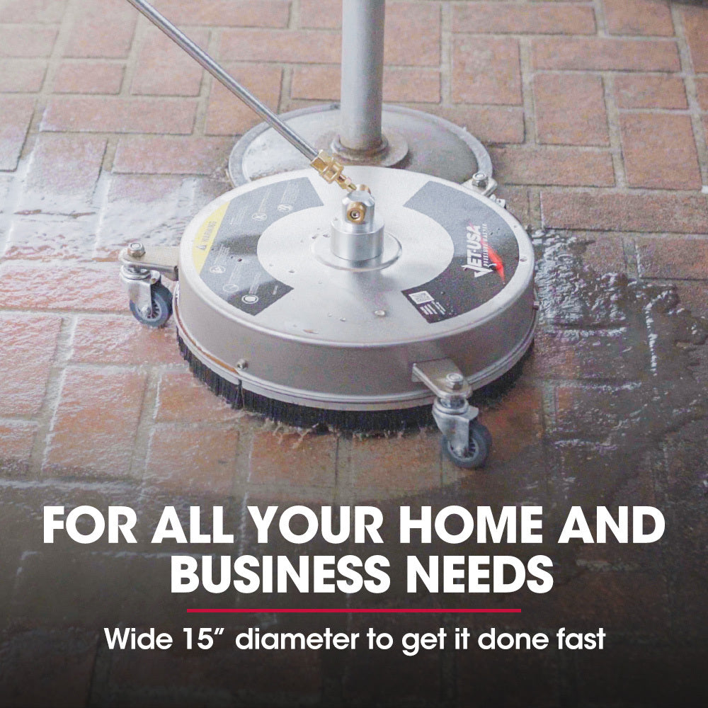 Jet-USA 15' Stainless Steel Pressure Washer Surface Cleaner, 1/4' Fitting, For Concrete Driveway Pat