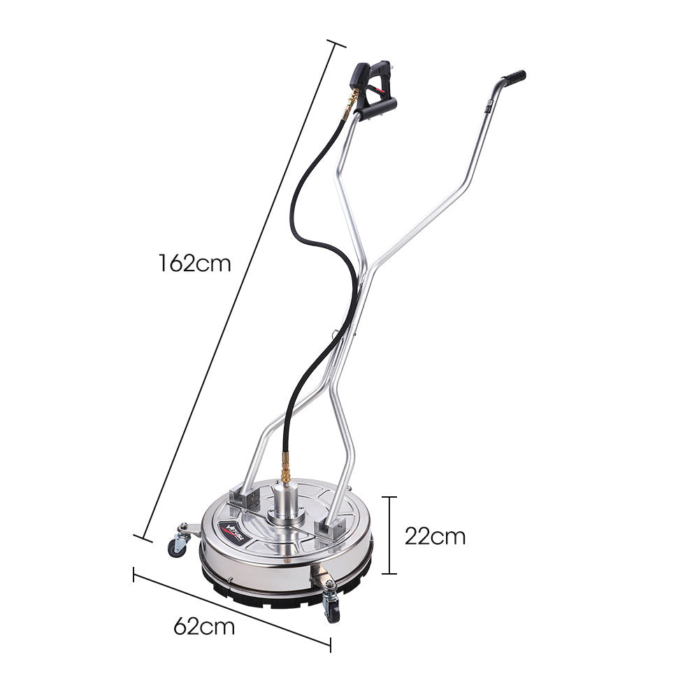 Jet-USA 21' Stainless Steel Pressure Washer Surface Cleaner with Yoke Handlebar, 3/8' Fitting, For Concrete Driveway Patio Floor