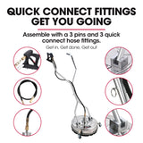 Jet-USA 21' Stainless Steel Pressure Washer Surface Cleaner with Yoke Handlebar, 3/8' Fitting, For Concrete Driveway Patio Floor