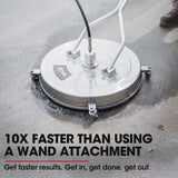 Jet-USA 24' Stainless Steel Pressure Washer Surface Cleaner, 3/8' Fitting, with Yoke Handlebar, For Concrete Driveway Patio Floor