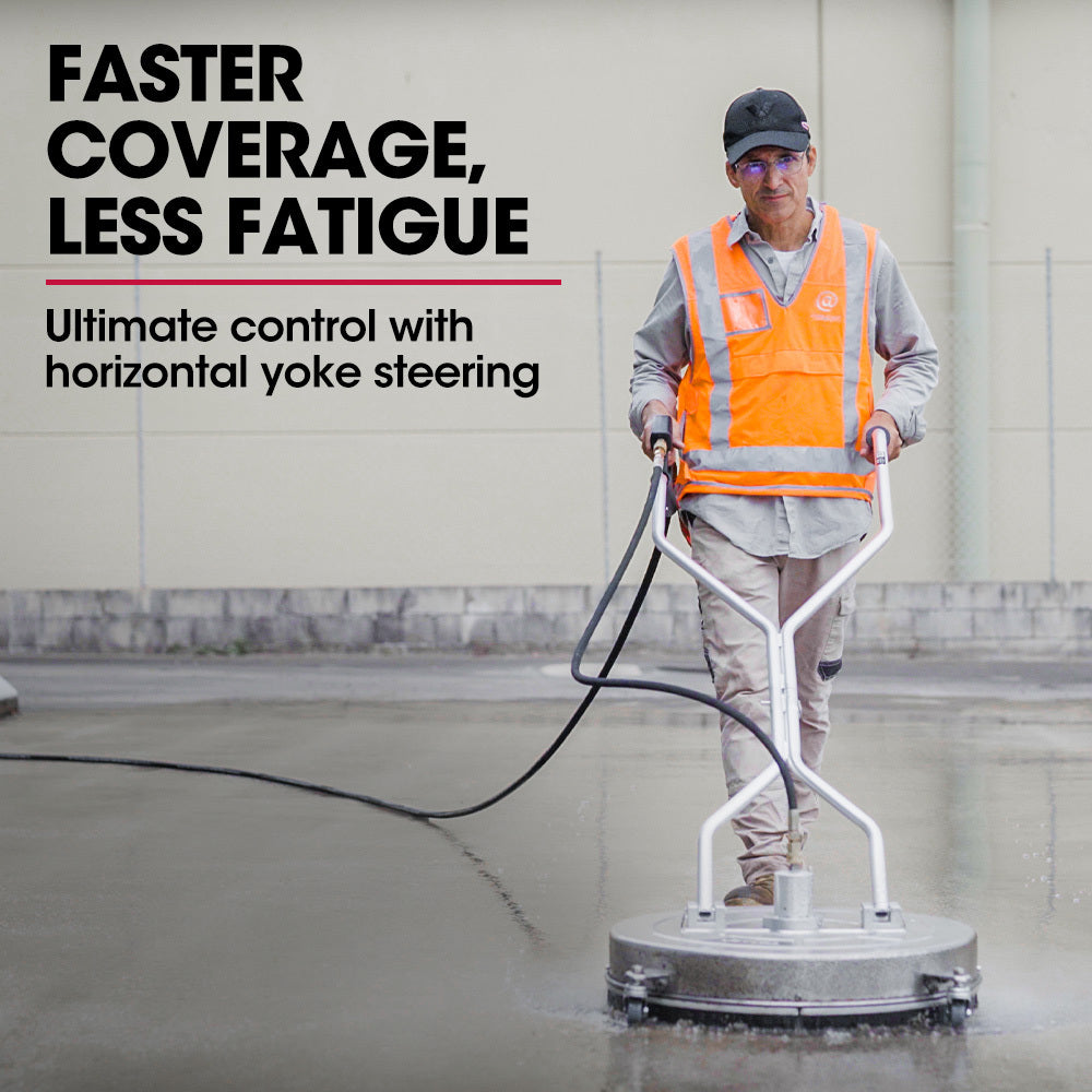 Jet-USA 24' Stainless Steel Pressure Washer Surface Cleaner, 3/8' Fitting, with Yoke Handlebar, For Concrete Driveway Patio Floor