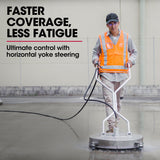Jet-USA 24' Stainless Steel Pressure Washer Surface Cleaner, 3/8' Fitting, with Yoke Handlebar, For Concrete Driveway Patio Floor - Close-Up Angle