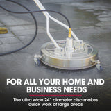 Jet-USA 24' Stainless Steel Pressure Washer Surface Cleaner, 3/8' Fitting, with Yoke Handlebar, For Concrete Driveway Patio Floor - Top-Down View