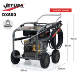 JET-USA Commercial Diesel High-Pressure Washer Cleaner, Electric Start 10hp 418cc, 15m Steel Braided Hose, Adjustable Triplex Pump - DX800 - Rear View