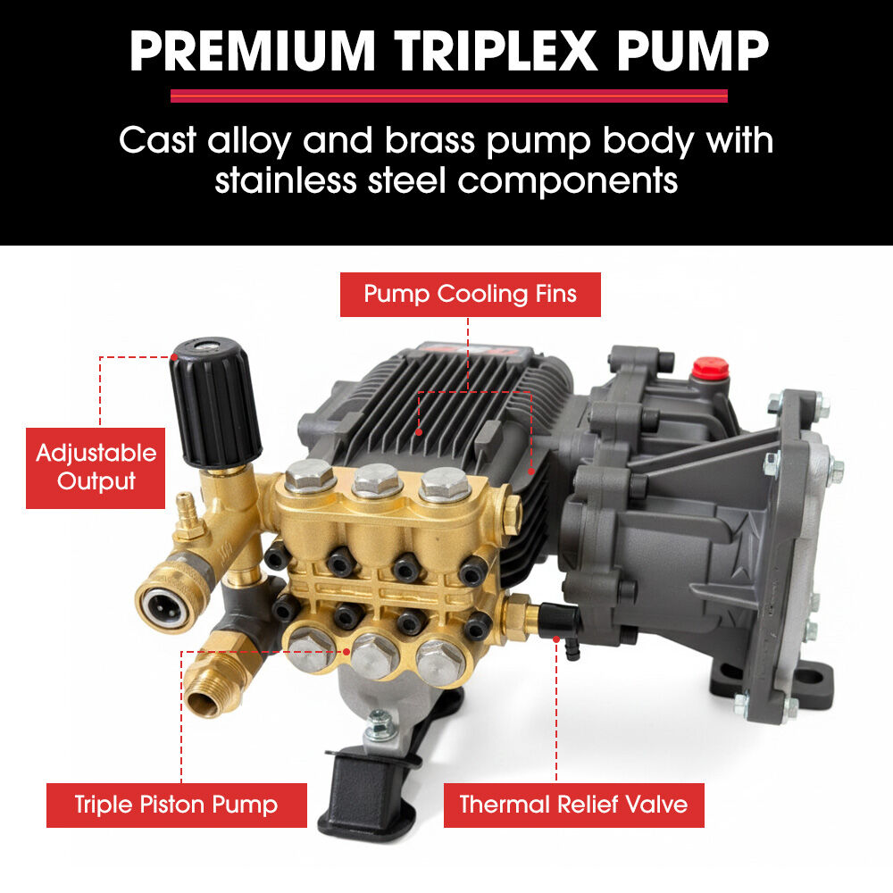 JET-USA Commercial Diesel High-Pressure Washer Cleaner, Electric Start 10hp 418cc, 15m Steel Braided Hose, Adjustable Triplex Pump - DX800