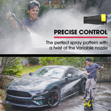 JET-USA RX530 Electric High Pressure Washer, 2400PSI 3 Nozzles, Brush Head Cleaner, Detergent Bottle - 45-Degree Angle