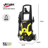 JET-USA RX530 Electric High Pressure Washer, 2400PSI 3 Nozzles, Brush Head Cleaner, Detergent Bottle - Rear View