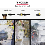 JET-USA RX540 Electric High Pressure Washer, 2800PSI 2 Nozzles, Brush Head, Deck Cleaner, Detergent Bottle, 10M Hose - Top-Down View