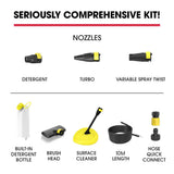 JET-USA RX540 Electric High Pressure Washer, 2800PSI 2 Nozzles, Brush Head, Deck Cleaner, Detergent Bottle, 10M Hose - Side View