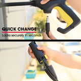 JET-USA RW545 Electric High Pressure Washer, 3000PSI Water Cooled Motor, 2 Nozzles, Brush Head, Deck Cleaner, Detergent Bottle - Close-Up Angle