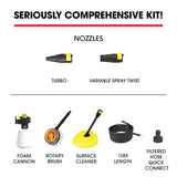 JET-USA RW545 Electric High Pressure Washer, 3000PSI Water Cooled Motor, 2 Nozzles, Brush Head, Deck Cleaner, Detergent Bottle - Top-Down View