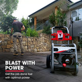 JET-USA 4800PSI Petrol Powered High Pressure Washer, w/ 30m Hose and Drain Cleaner - CX760 - Side View