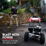 Jet-USA 4800PSI Petrol High Pressure Cleaner Washer w/ 30m Hose Reach and Drain Cleaner - TX770 - Side View