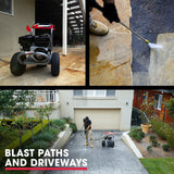 Jet-USA 4800PSI Petrol High Pressure Cleaner Washer w/ 30m Hose Reach and Drain Cleaner - TX770 - Low Angle