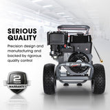 JET-USA 5000PSI Commercial Petrol Powered High Pressure Washer, 15HP 420cc, Italian Made Adjustable AR Pump, 20m Hose - TX870 - Front View