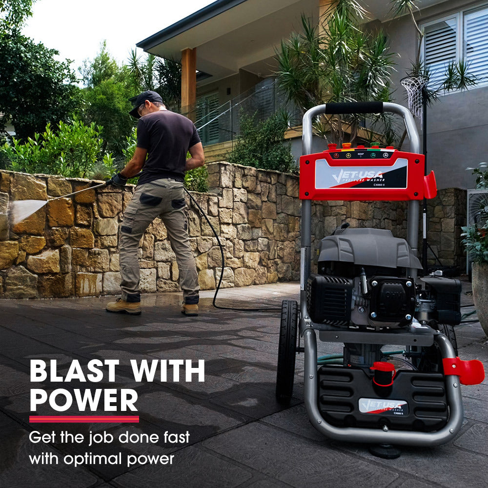 JET-USA Petrol-Powered High Pressure Cleaner Washer w/ 30m Hose and Drain Cleaner - CX660