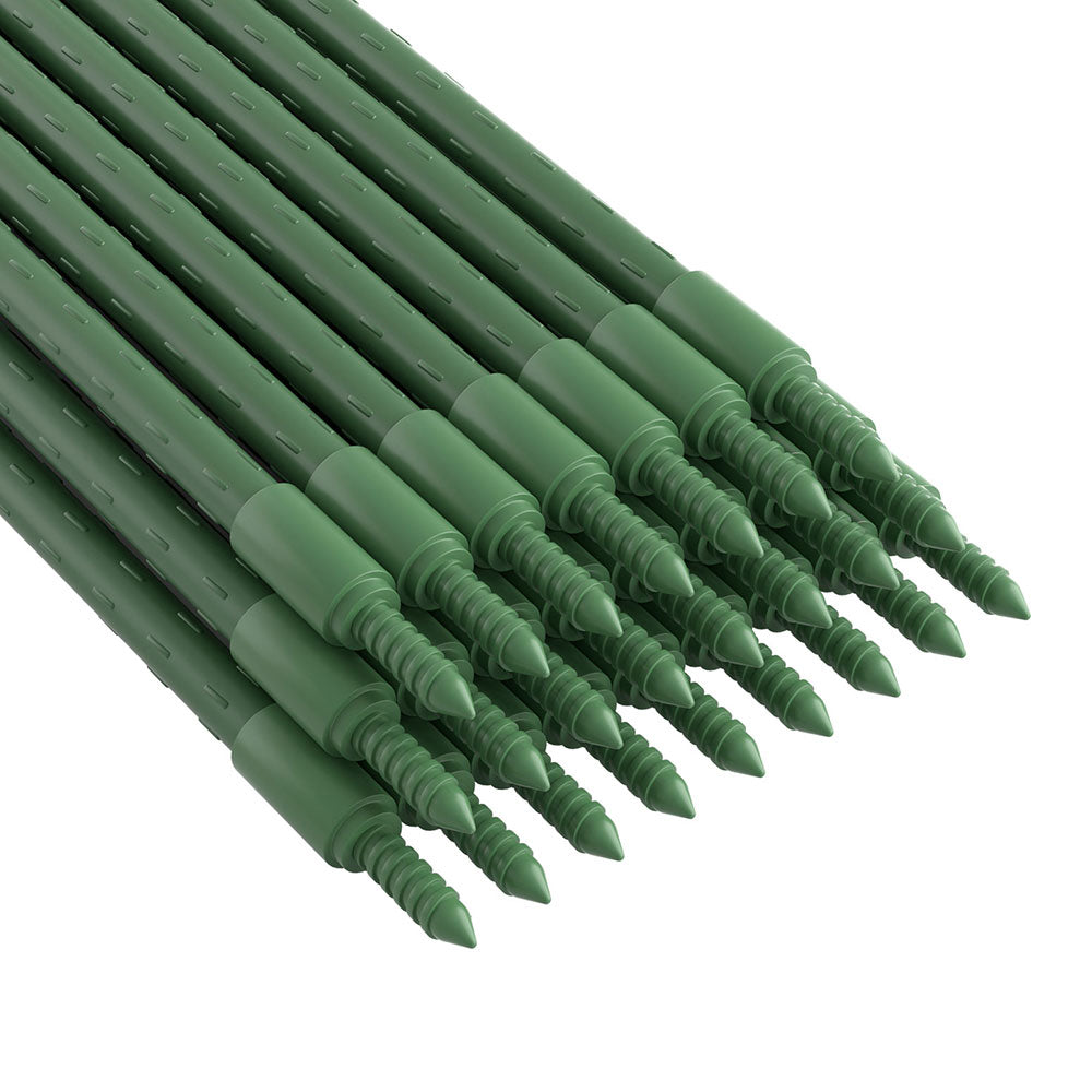 Metal Plant Support Stakes Set - 24 Green 92cm Garden Supports