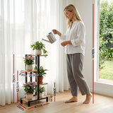 Artiss 4 Tiers Plant Stand Metal Flower Pots Shelf Indoor Outdoor Garden Home - Side View