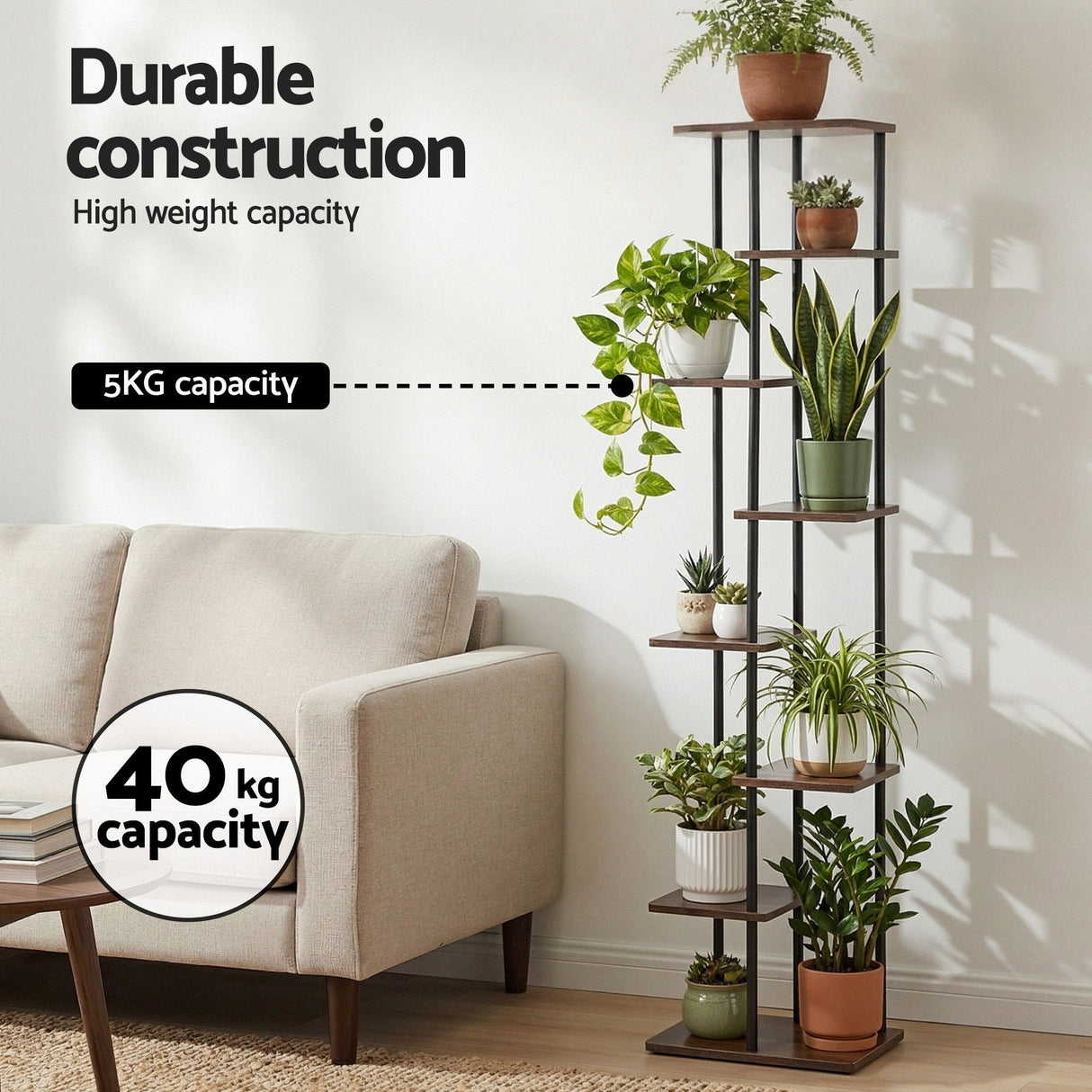 Artiss 8 Tiers Plant Stand Metal Flower Pots Shelf Indoor Outdoor Garden Home