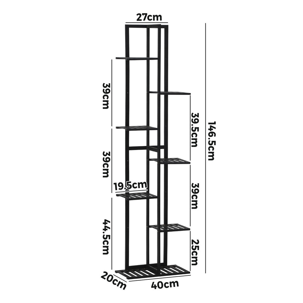 Livsip 7 Tiers Bamboo Plant Stand Staged Black
