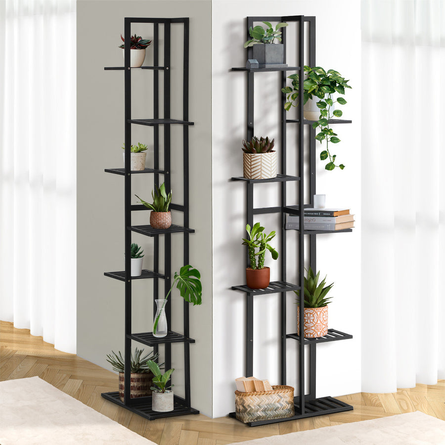 Livsip 7 Tiers Bamboo Plant Stand Staged Black