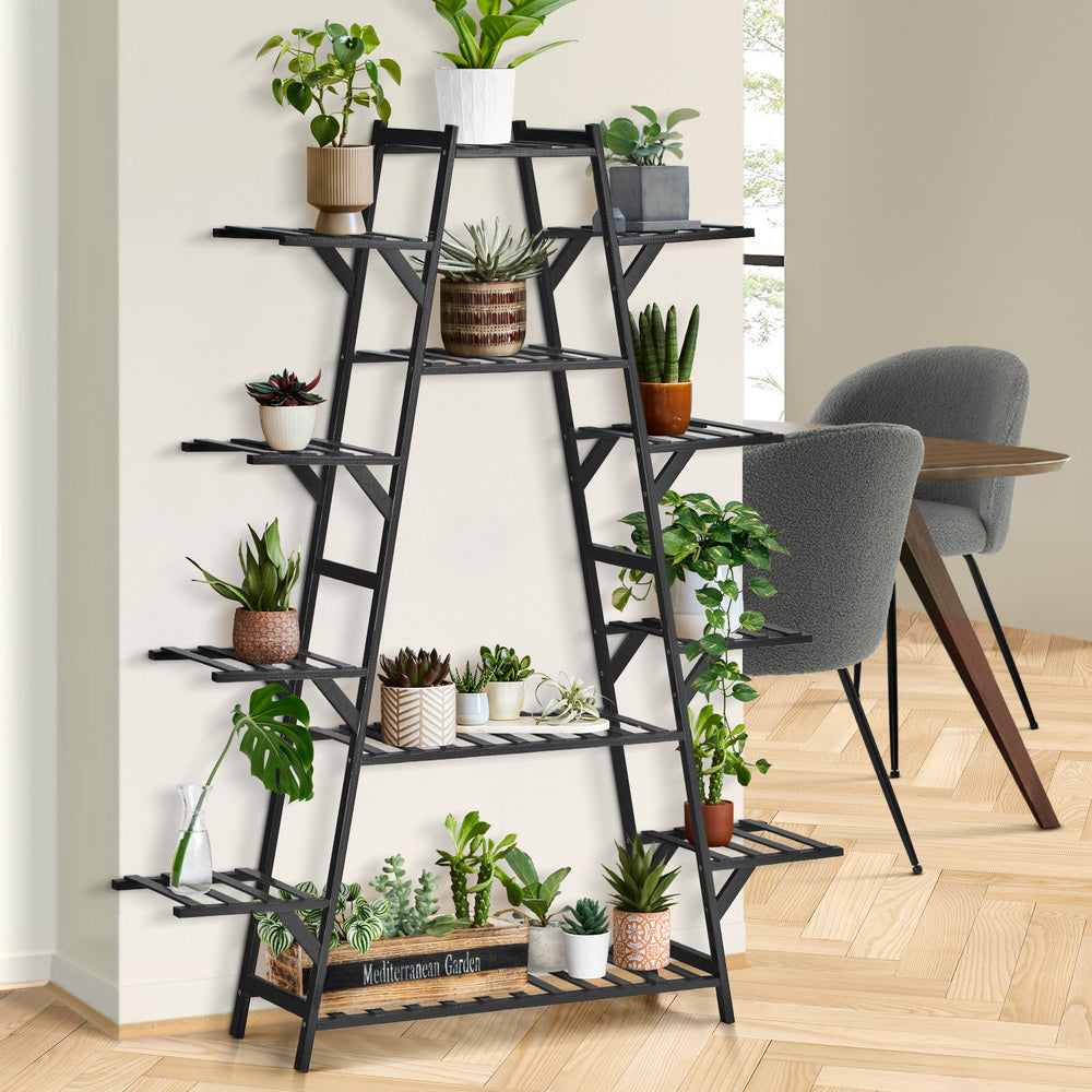 Livsip Plant Stand 12-shelf Bamboo Frame Black