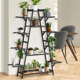 Livsip Plant Stand 12-shelf Bamboo Frame Black - 45-Degree Angle