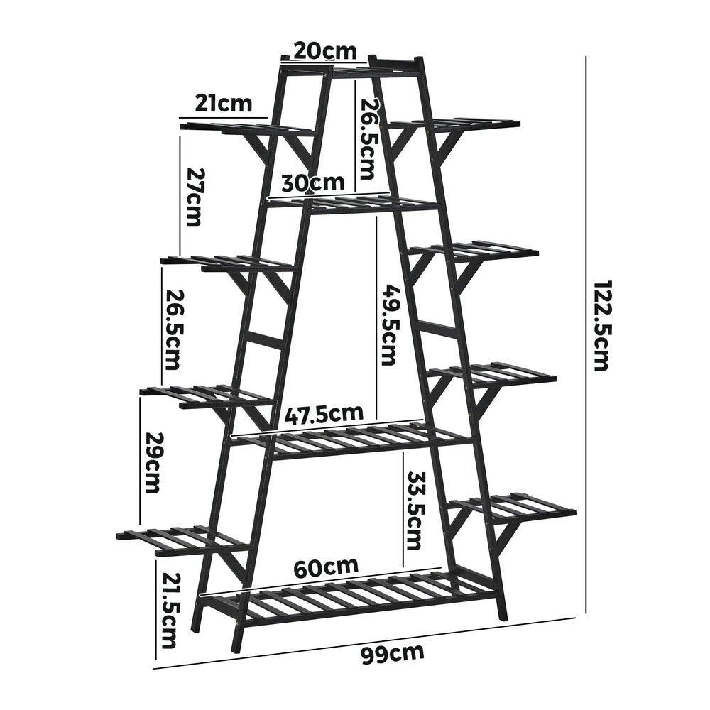 Livsip Plant Stand 12-shelf Bamboo Frame Black