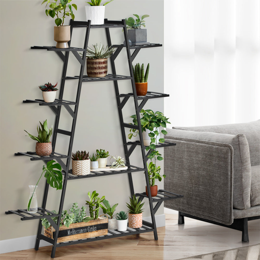 Livsip Plant Stand 12-shelf Bamboo Frame Black