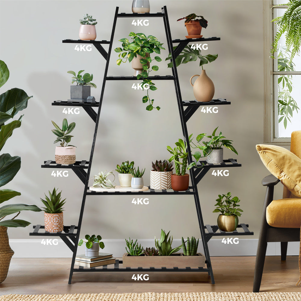 Livsip Plant Stand 12-shelf Bamboo Frame Black
