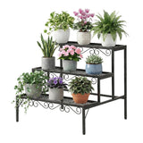 Artiss Plant Stand 3 Tier Metal Corner Plant Shelf Multiple Flower Holder Rack - Front View