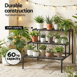 Artiss Plant Stand 3 Tier Metal Corner Plant Shelf Multiple Flower Holder Rack - Rear View